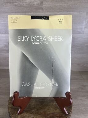 Pantyhose Casual Corner Silky Lycra Sheer Control Top Misty Size C - NAVY Open